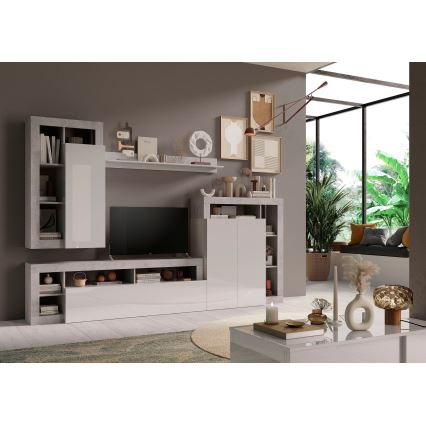 Mueble para TV LENOR blanco/gris efecto hormigón