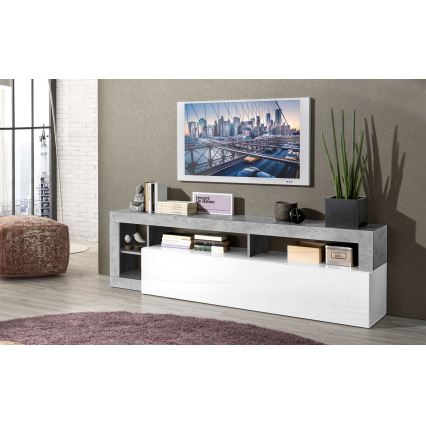 Mueble para TV LENOR blanco/gris efecto hormigón