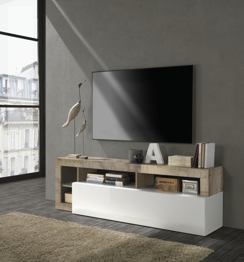 Mueble para TV LENOR blanco/marrón