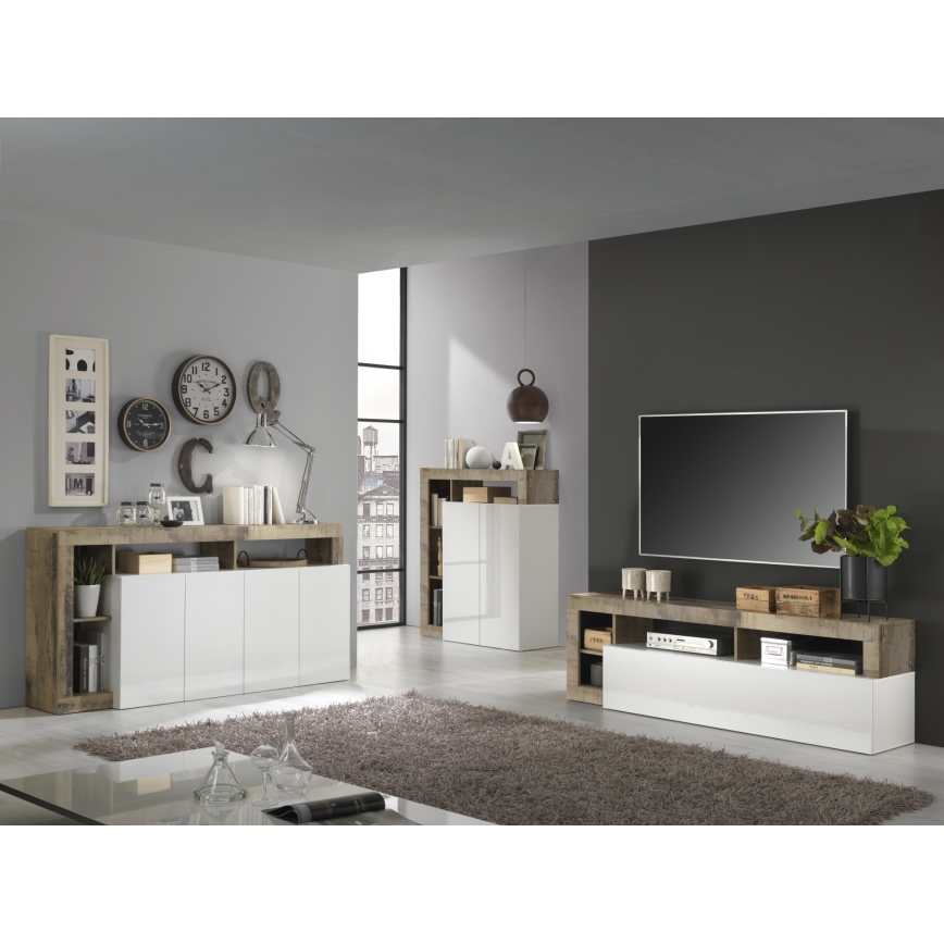Mueble para TV LENOR blanco/marrón