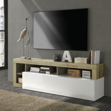 Mueble TV LENOR blanco/roble claro