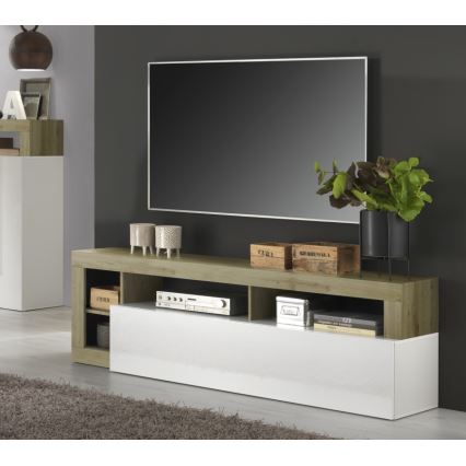 Mueble TV LENOR blanco/roble claro