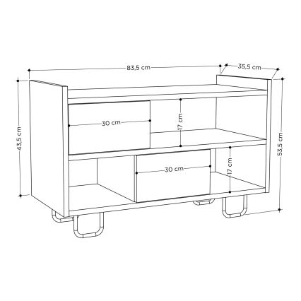 Mueble zapatero TROY 53,5x83,5 cm gris