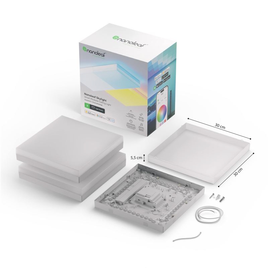 Nanoleaf - SET 3x Plafón regulable RGBW SKYLIGHT 1xLED/18W/230V + 2xLED/16W/230V 2700-6500K Wi-Fi