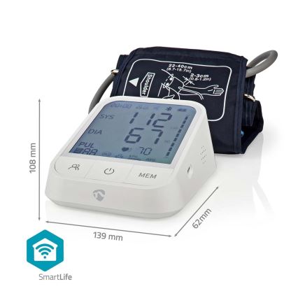 Nedis BTHBP10WT - Tensiómetro inteligente Tuya 4xAAA