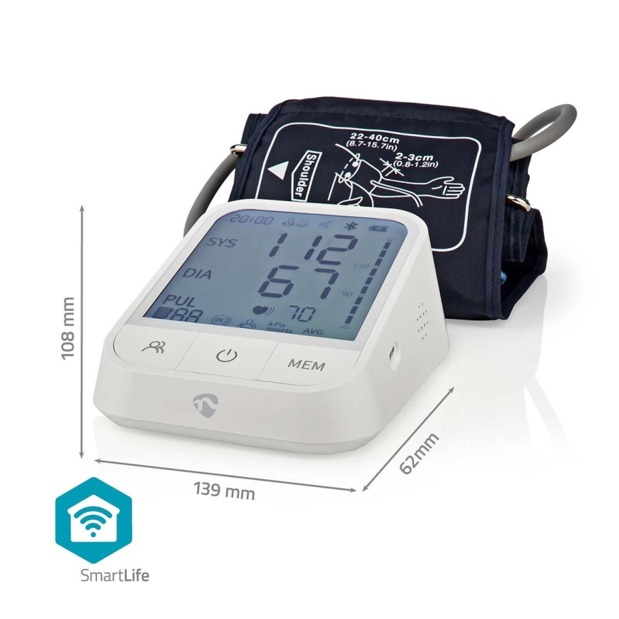 Nedis BTHBP10WT - Tensiómetro inteligente Tuya 4xAAA