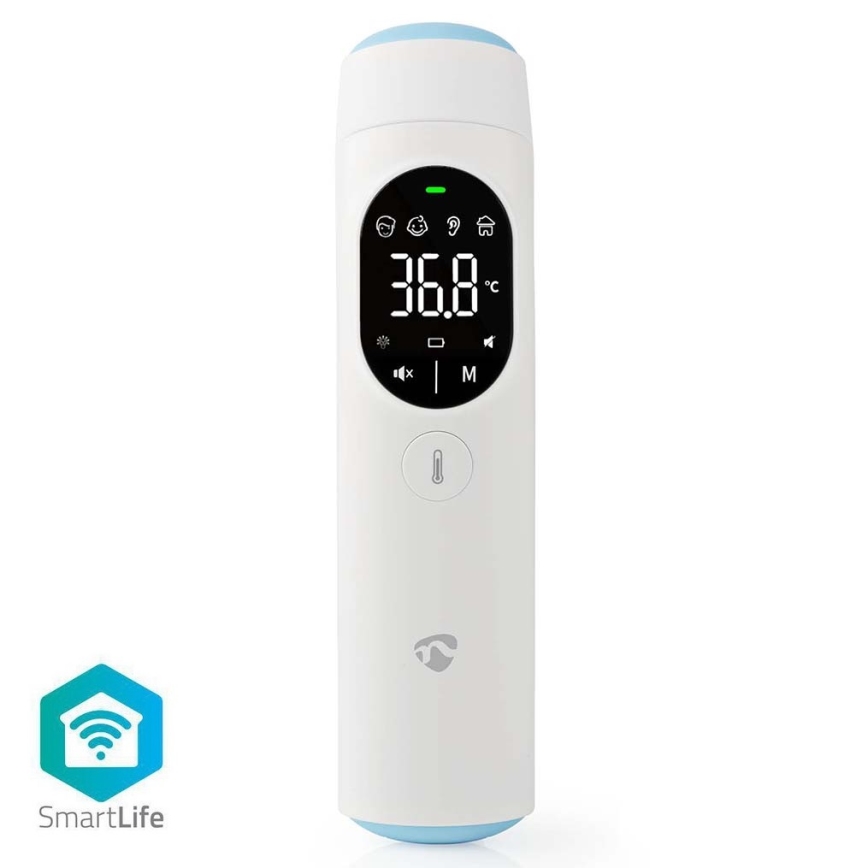 Nedis BTHTIR10WT - Termómetro infrarrojo inteligente multifuncional Tuya 2xAAA