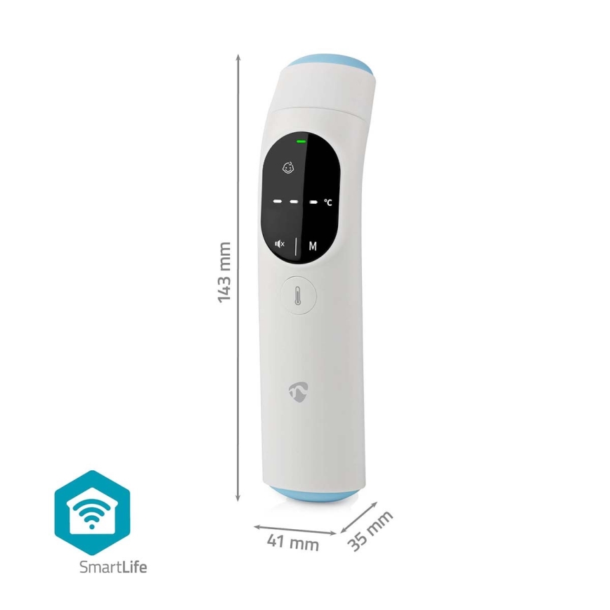 Nedis BTHTIR10WT - Termómetro infrarrojo inteligente multifuncional Tuya 2xAAA