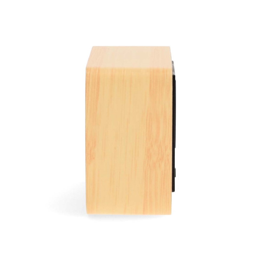 Reloj despertador digital con pantalla LED y termómetro, 5V/3xAAA, de madera