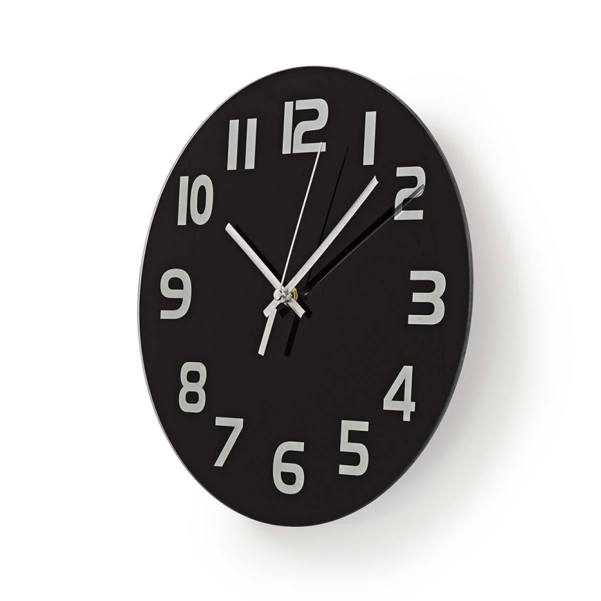 Reloj de pared 1xAA/1,5V vidrio 30 cm negro