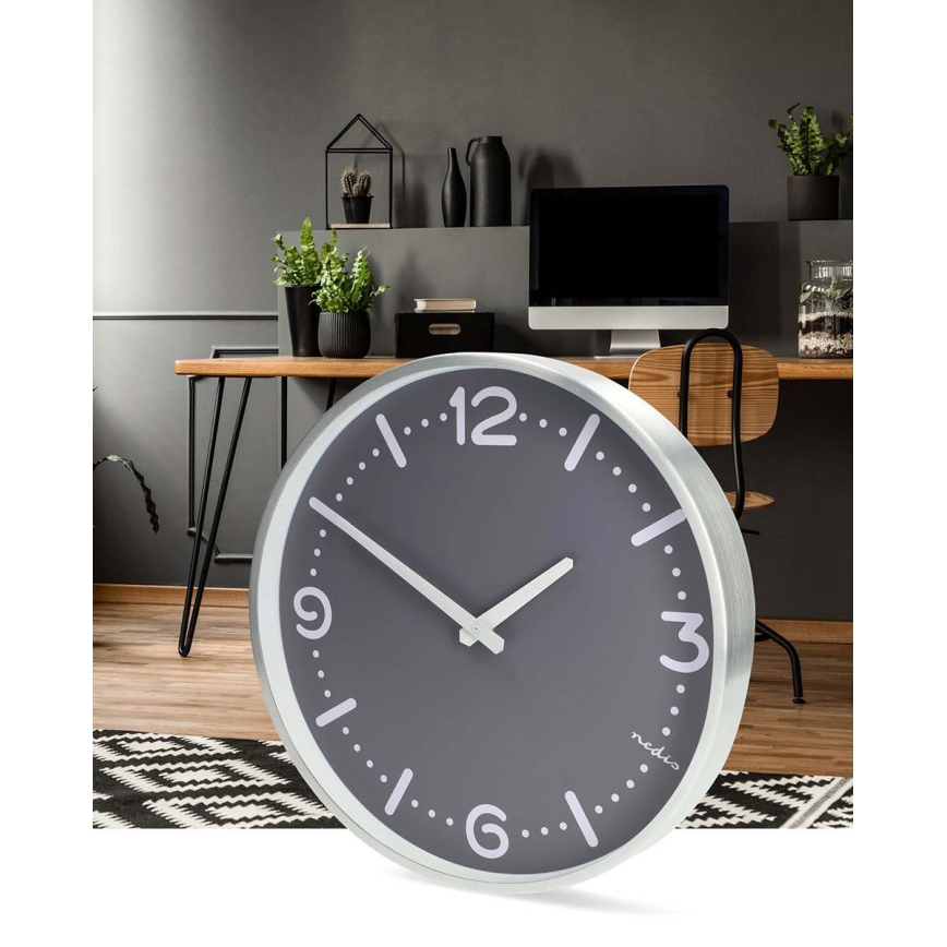 Reloj de pared, diámetro 30,5 cm, 1x pila AA, cromo mate