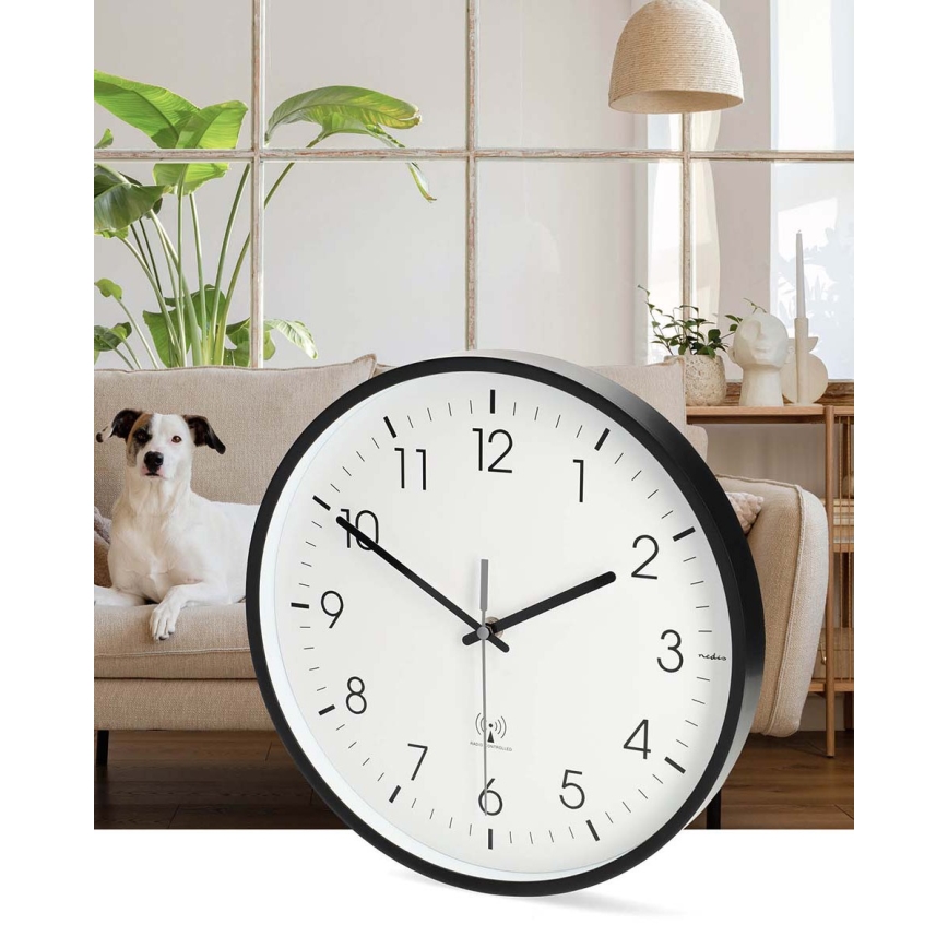 Reloj de pared Ø 30,5 cm, 1x pila AA, negro