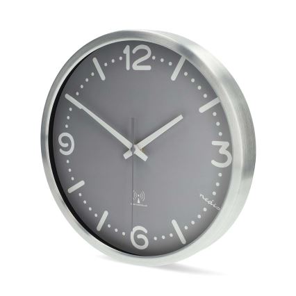 Reloj de pared diámetro 30,5 cm 1xAA cromo mate/gris