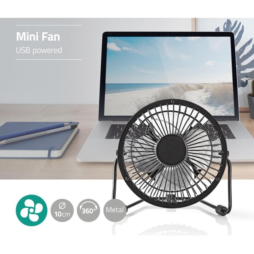 Ventilador de mesa 3W/USB 10 cm negro
