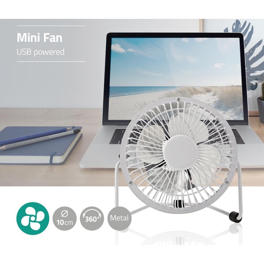 Ventilador de mesa 3W/USB 10 cm blanco