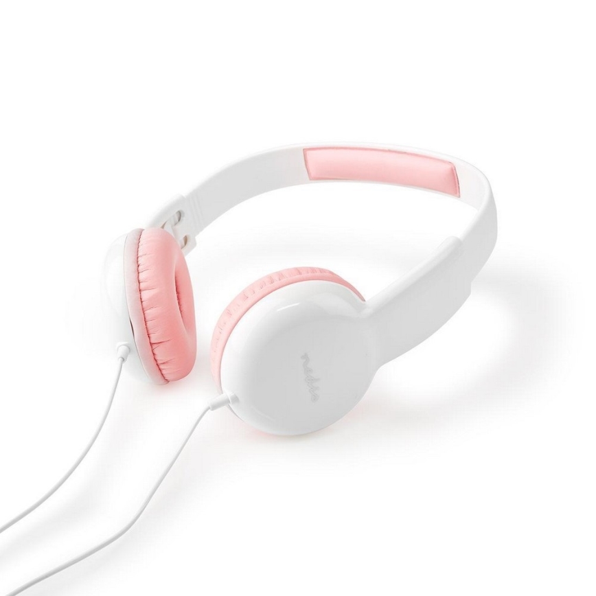 Auriculares con cable rosa / blanco