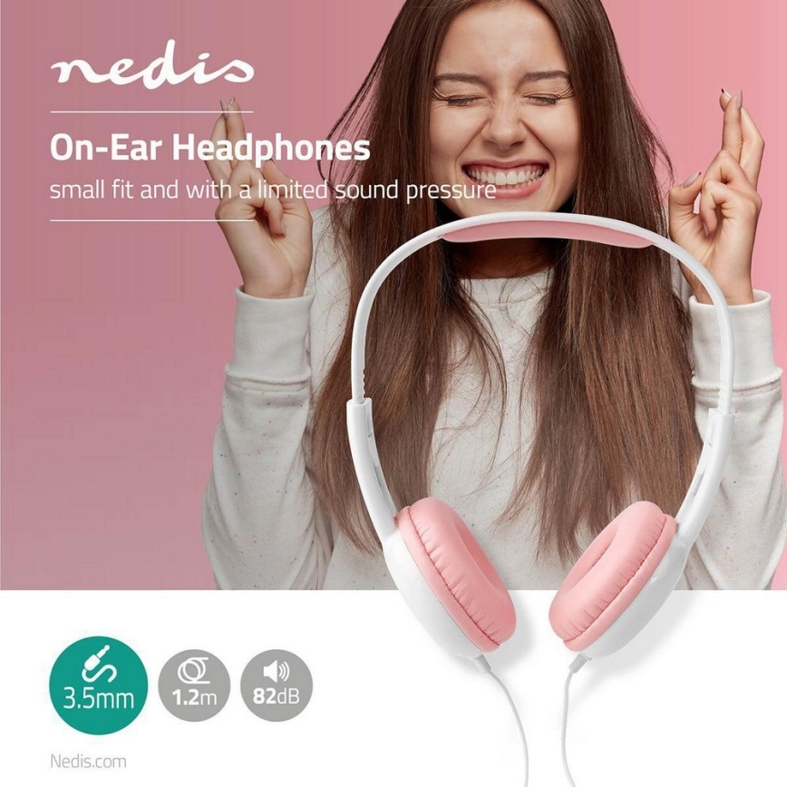 Auriculares con cable rosa / blanco