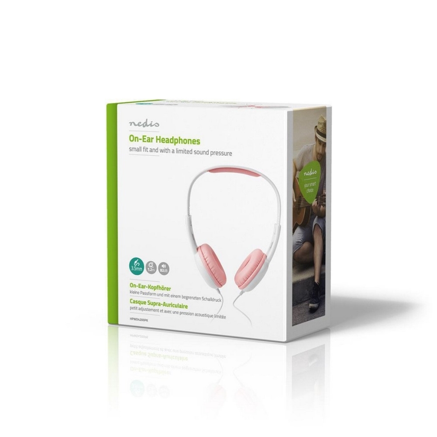 Auriculares con cable rosa / blanco