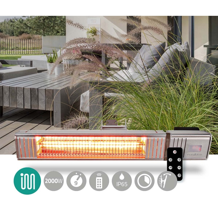 Elemento calefactor para exteriores 100W/2000W/230V IP65 + control remoto