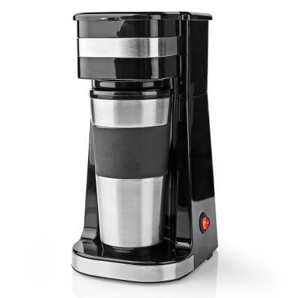 Nedis KACM300FBK - Cafetera para una taza 0,4 l con vaso de viaje
