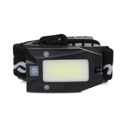 Linterna frontal LED recargable y regulable con sensor de movimiento LED/5V 500 mAh IPX4 negra