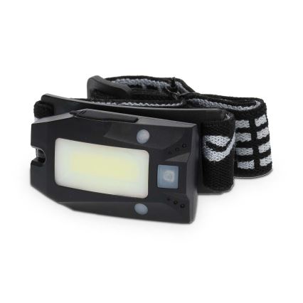 Linterna frontal LED recargable y regulable con sensor de movimiento LED/5V 500 mAh IPX4 negra