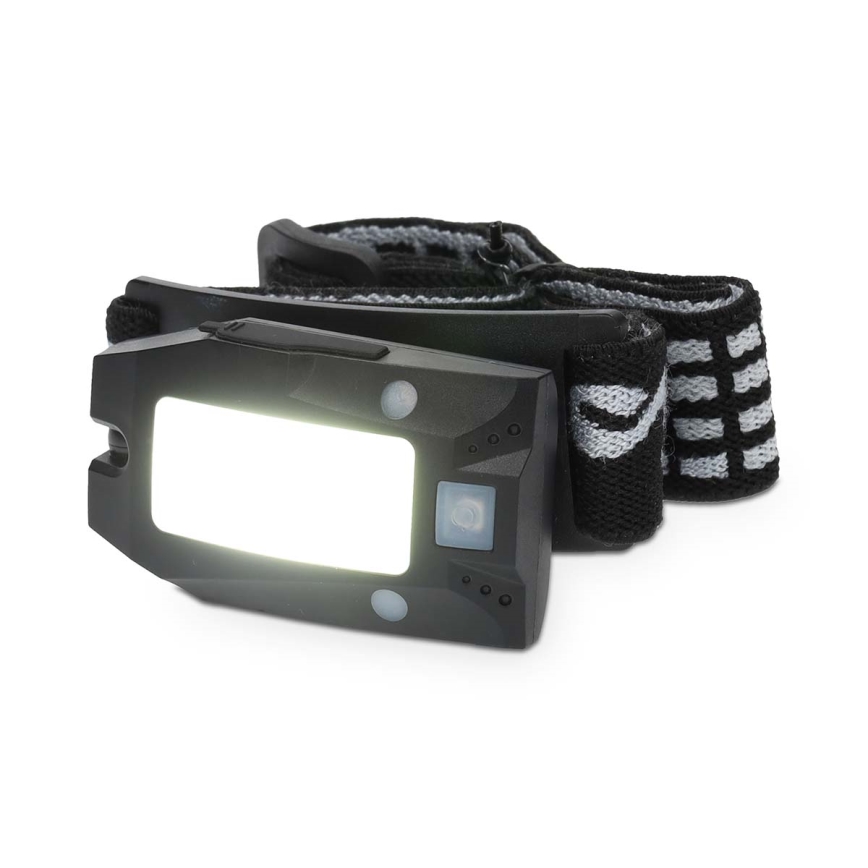 Linterna frontal LED recargable y regulable con sensor de movimiento LED/5V 500 mAh IPX4 negra