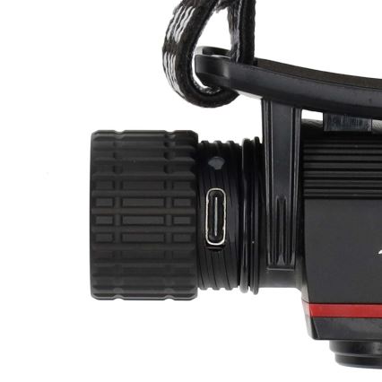 Linterna frontal LED regulable y recargable de aluminio, 10W/5V, 2200 mAh, IPX8, negra