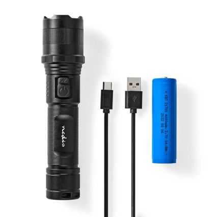 Linterna LED recargable regulable de aluminio LED/10W/5V 2200 mAh IPX4 negra