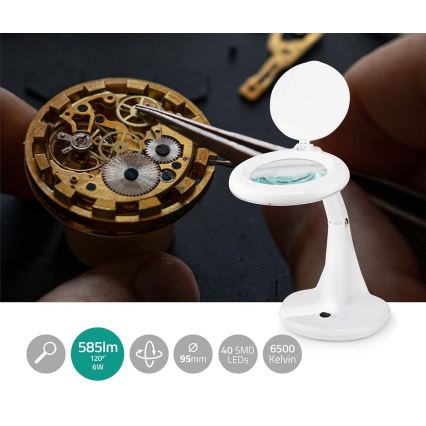 Lámpara LED de mesa con lupa LED/6,5W/230V 6500K