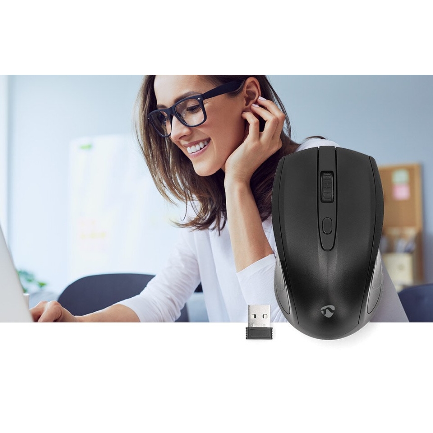 Ratón inalámbrico 800/1200/1600 DPI 2xAAA negro