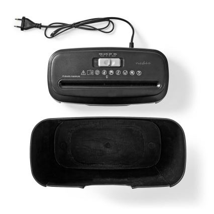 Trituradora de papel A4, capacidad 10 l, 230V, negra