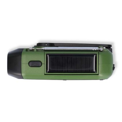 Radio DAB+/FM con manivela, panel solar y linterna LED 5V/2500 mAh verde/negro