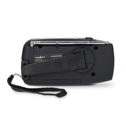 Radio AM/FM de manivela con panel solar y linterna LED con batería de 2000 mAh