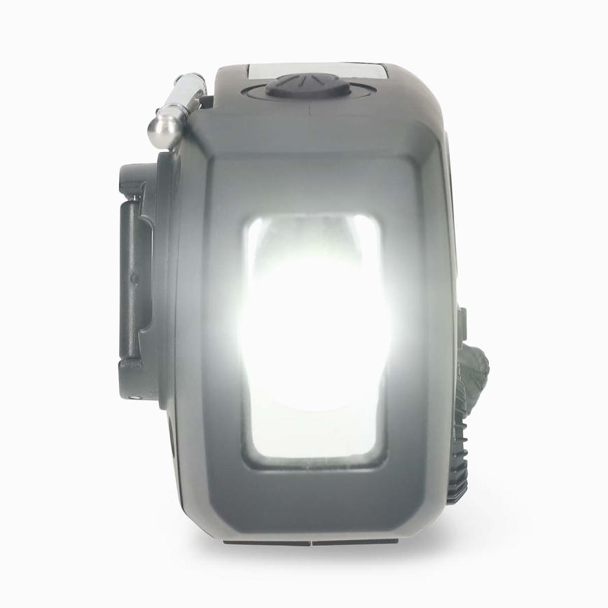 Radio AM/FM de manivela con panel solar y linterna LED con batería de 2000 mAh