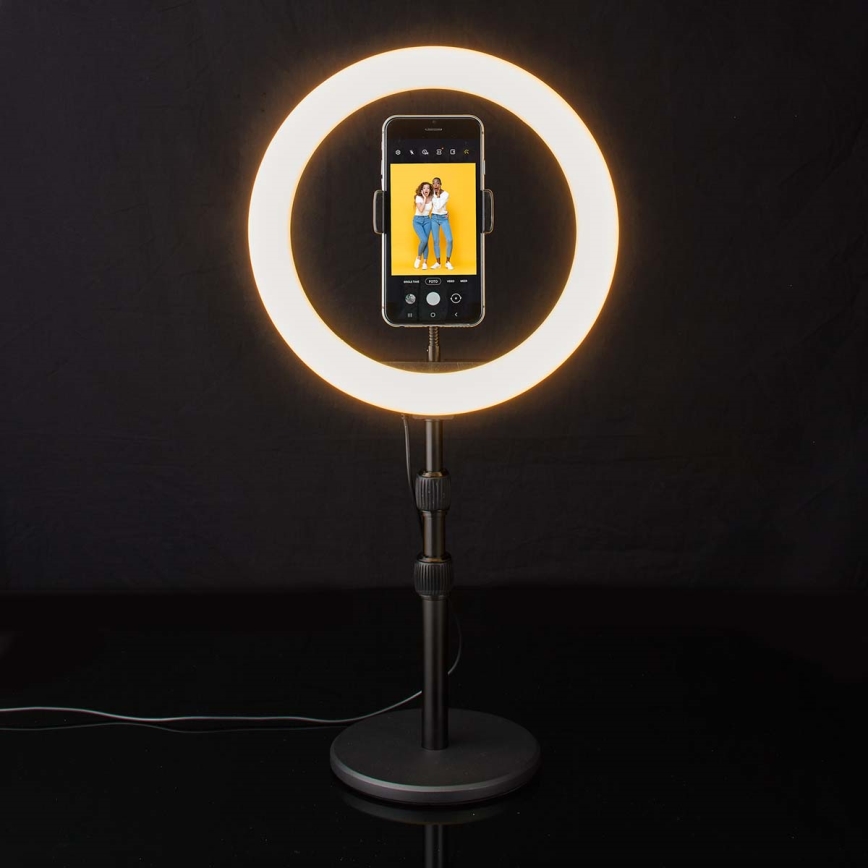 Lámpara LED regulable con soporte y soporte para vlogging LED/6W/USB 2700-6700K