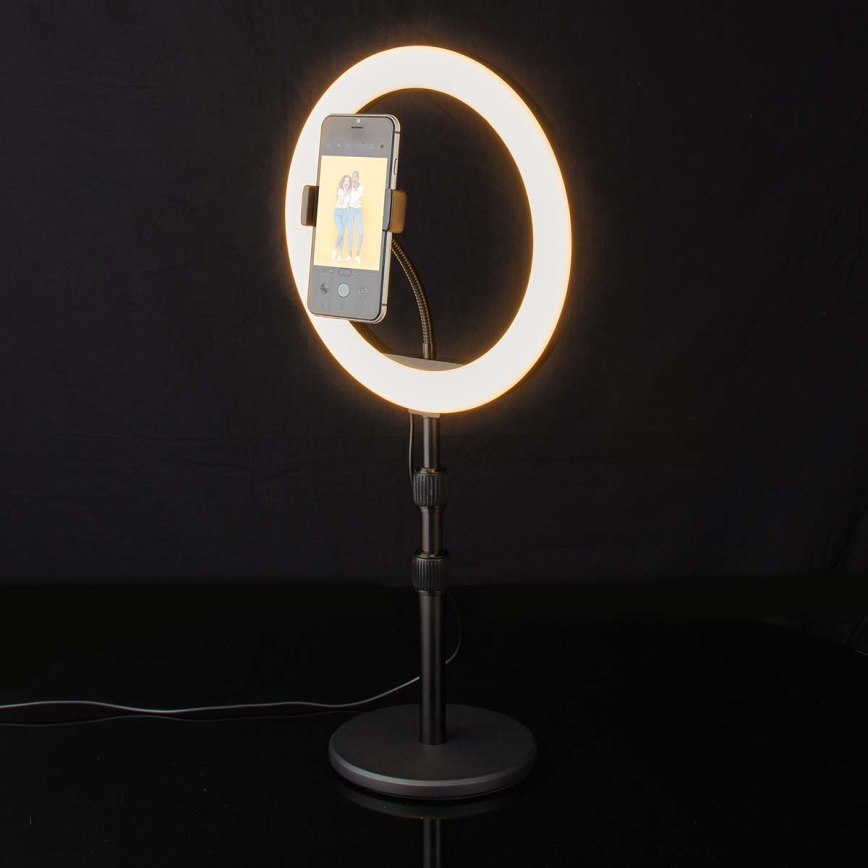 Lámpara LED regulable con soporte y soporte para vlogging LED/6W/USB 2700-6700K