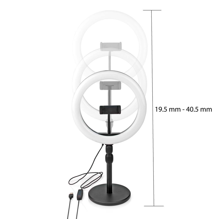 Lámpara LED regulable con soporte y soporte para vlogging LED/6W/USB 2700-6700K