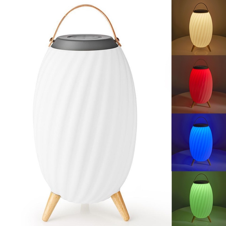 Nedis SPBT35805WT-LEDRGB Lámpara de mesa recargable con altavoz 60W/2200 mAh IPX5