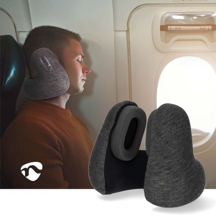 Almohada de viaje con auriculares inalámbricos integrados 400 mAh gris