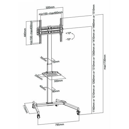 Soporte de suelo para TV 32-55" negro