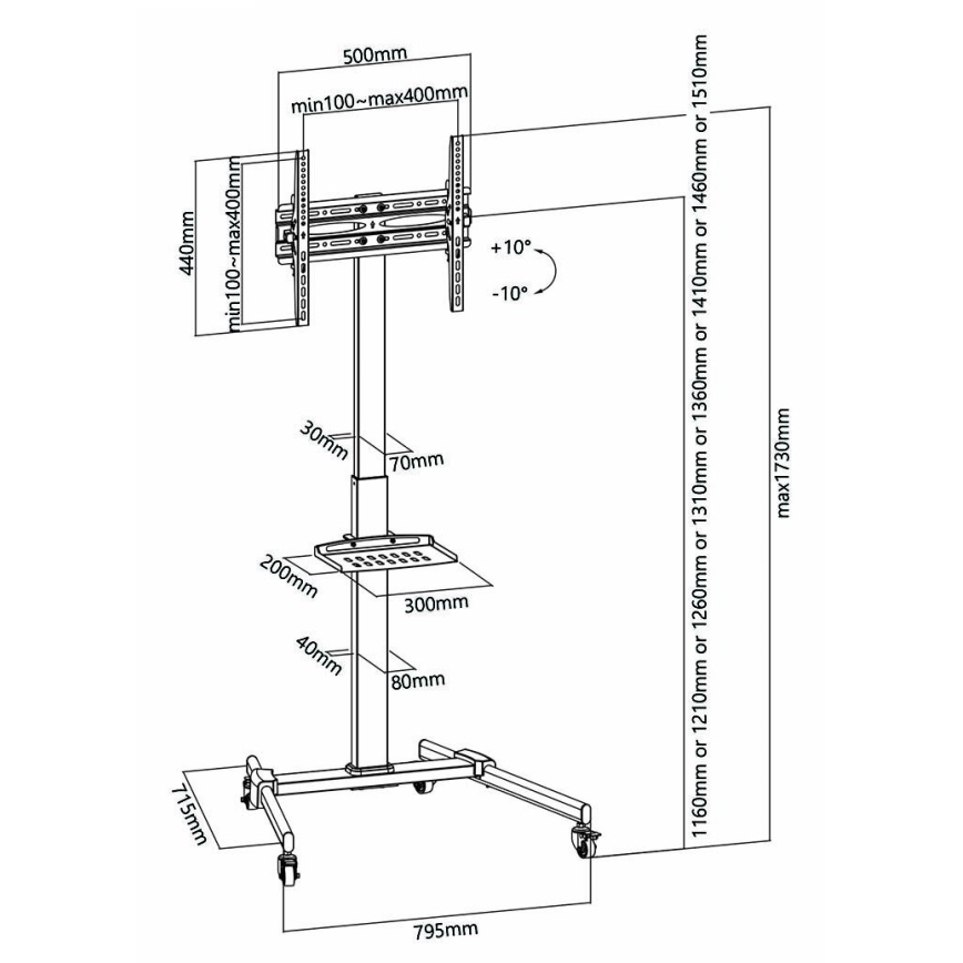 Soporte de suelo para TV 32-55" negro