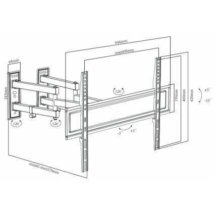 Soporte de pared para TV Full Motion 30-70”