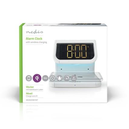 LED RGB Reloj despertador con cargador inalámbrico LED/10W/5V blanco