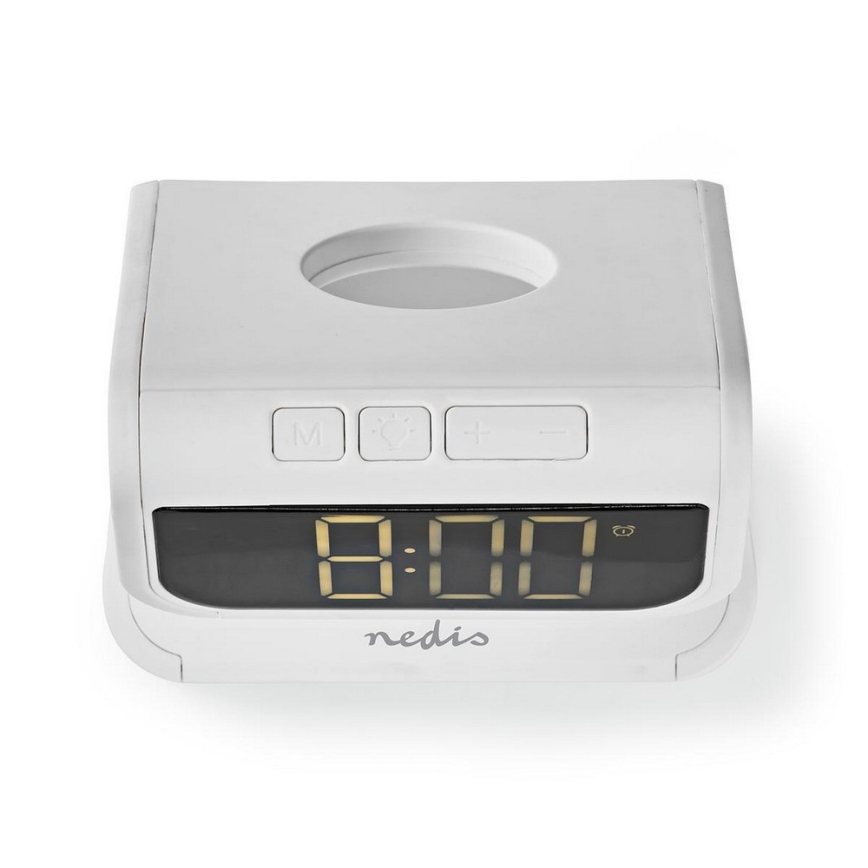 LED RGB Reloj despertador con cargador inalámbrico LED/10W/5V blanco