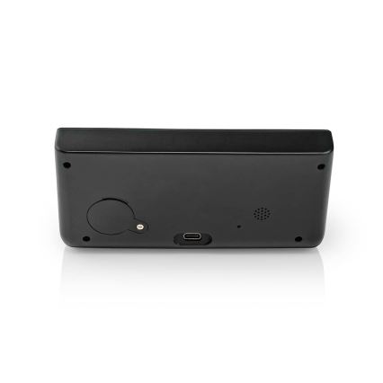 Reloj despertador con pantalla LCD y inalámbrico con cargador 15W/5V + 1xCR2032 negro