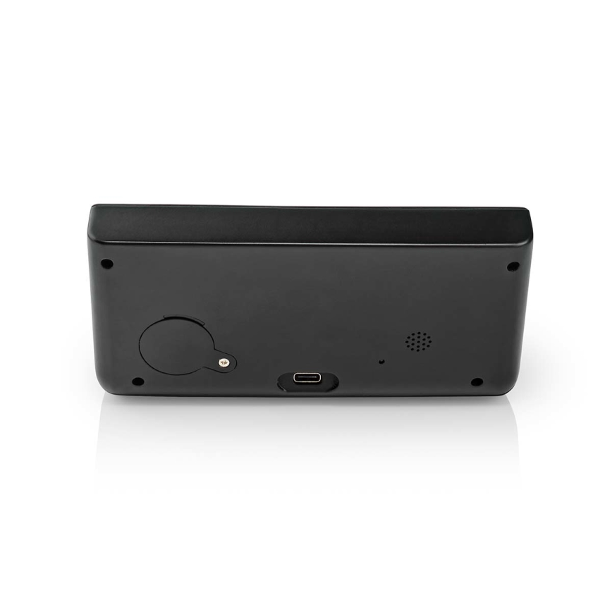 Reloj despertador con pantalla LCD y inalámbrico con cargador 15W/5V + 1xCR2032 negro