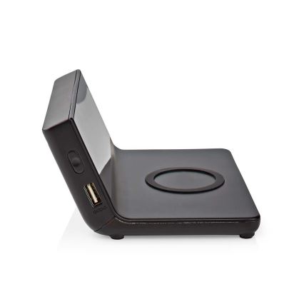 Reloj despertador con pantalla LCD y inalámbrico con cargador 15W/5V + 1xCR2032 negro