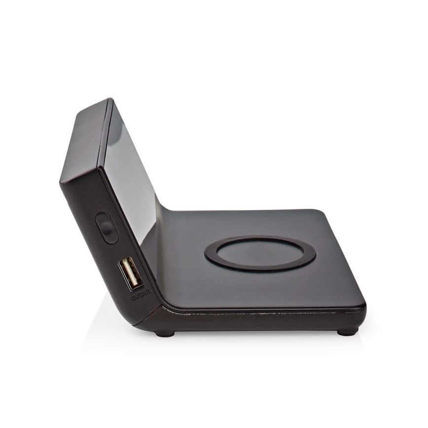 Reloj despertador con pantalla LCD y inalámbrico con cargador 15W/5V + 1xCR2032 negro