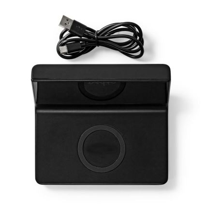 Reloj despertador con pantalla LCD y inalámbrico con cargador 15W/5V + 1xCR2032 negro